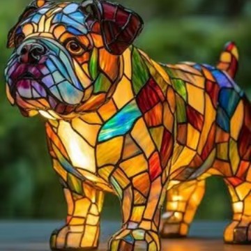 Colorful Strange Dog Lamp Resin Decorations