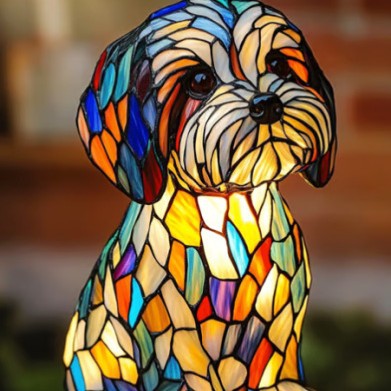 Colorful Strange Dog Lamp Resin Decorations